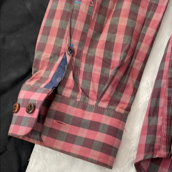 Russell Simmons Pink and Blue Casual Button Down Shirt - Picture 3 of 9